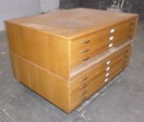 * Oak Effect 7 Drawer Plan Chest. Please note there is a £10 plus VAT Lift Out Fee on this lot.