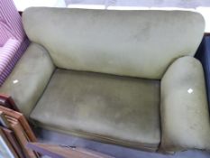 * A Pale Green Velour Two Seater Settee cum Day Bed with drop-arm (est £20-£40)