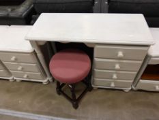 * Five pieces of Victorian Style White Painted Furniture: Dressing Table, pair of Three Drawer