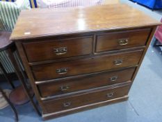 * An Edwardian Walnut Straight Front Chest of two short and three long drawers 106cm (est £30-£40)