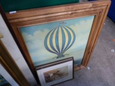* A Pine Framed, Bevelled Mirror, Two Furnishing Prints and two Wildfowl Framed Prints (5)