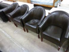 * A set of four Faux Brown Leather Tub Chairs (est £20-£40)