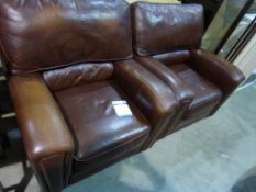 Two Single Seater Italian Tan Leather sofas (est £100-£200)