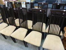 * A set of 16 high rail back and dark frame single Dining or Boardroom Chairs with upholstered