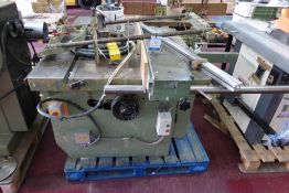* SCM SL15F Sliding Table Saw S/N AB200182. Please note there is a £10 Plus VAT Lift Out Fee on