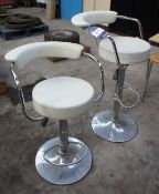 * 2 x Leather effect chrome base bar stools