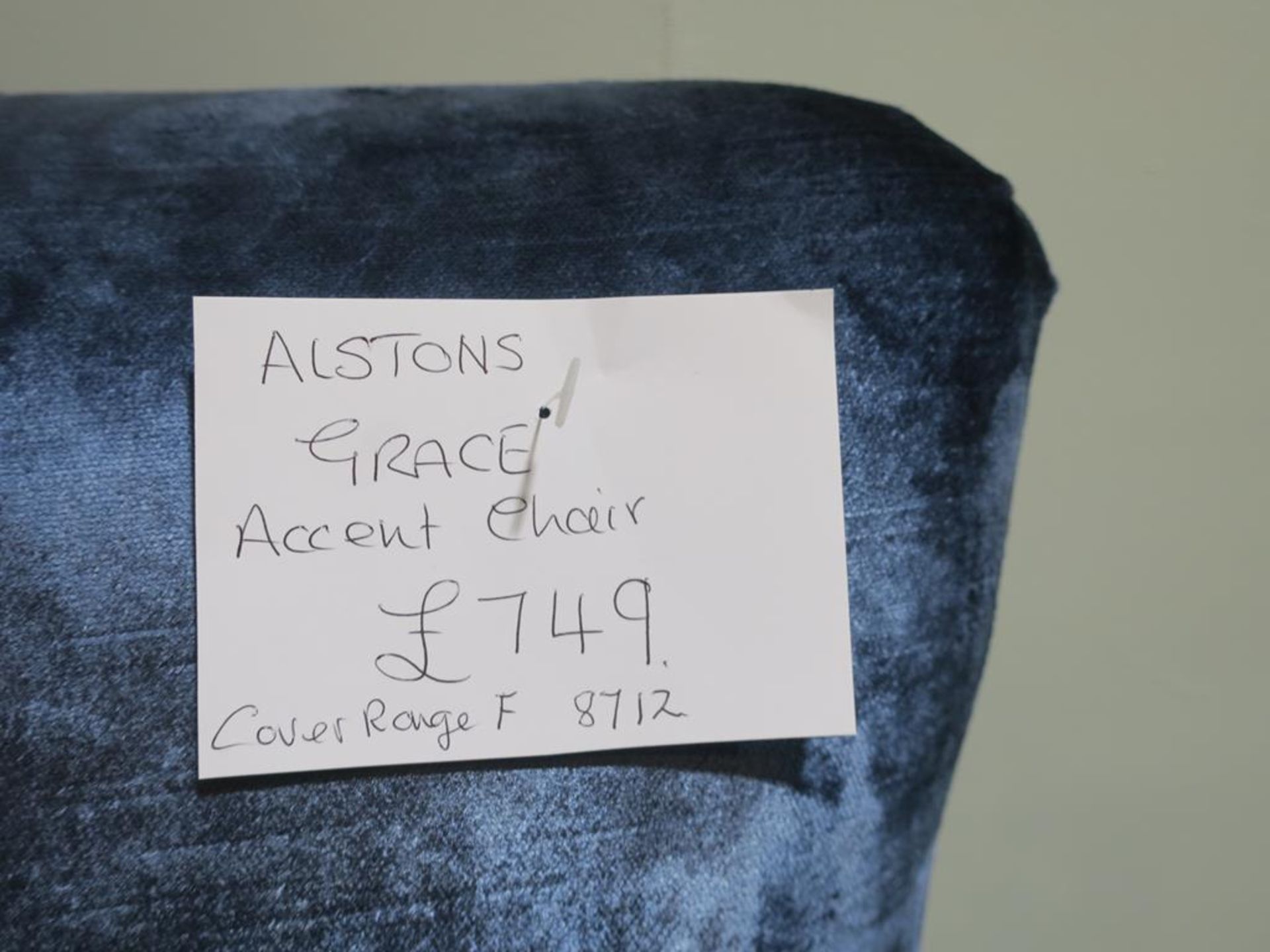 * An Alston Grace Accent Chair (W 82cm) cover range F 8712 with brass castors to the front (width - Image 6 of 6