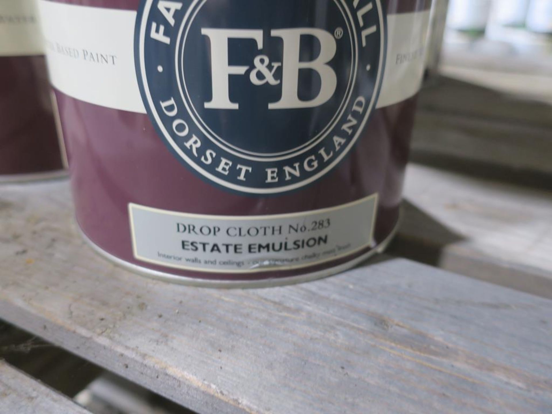 * Farrow and Ball - 4 tins of Paint - 2 x 2.5L Bancha No 298 Estate Emulsion, 2 x 2.5L Drop Cloth No - Image 3 of 4