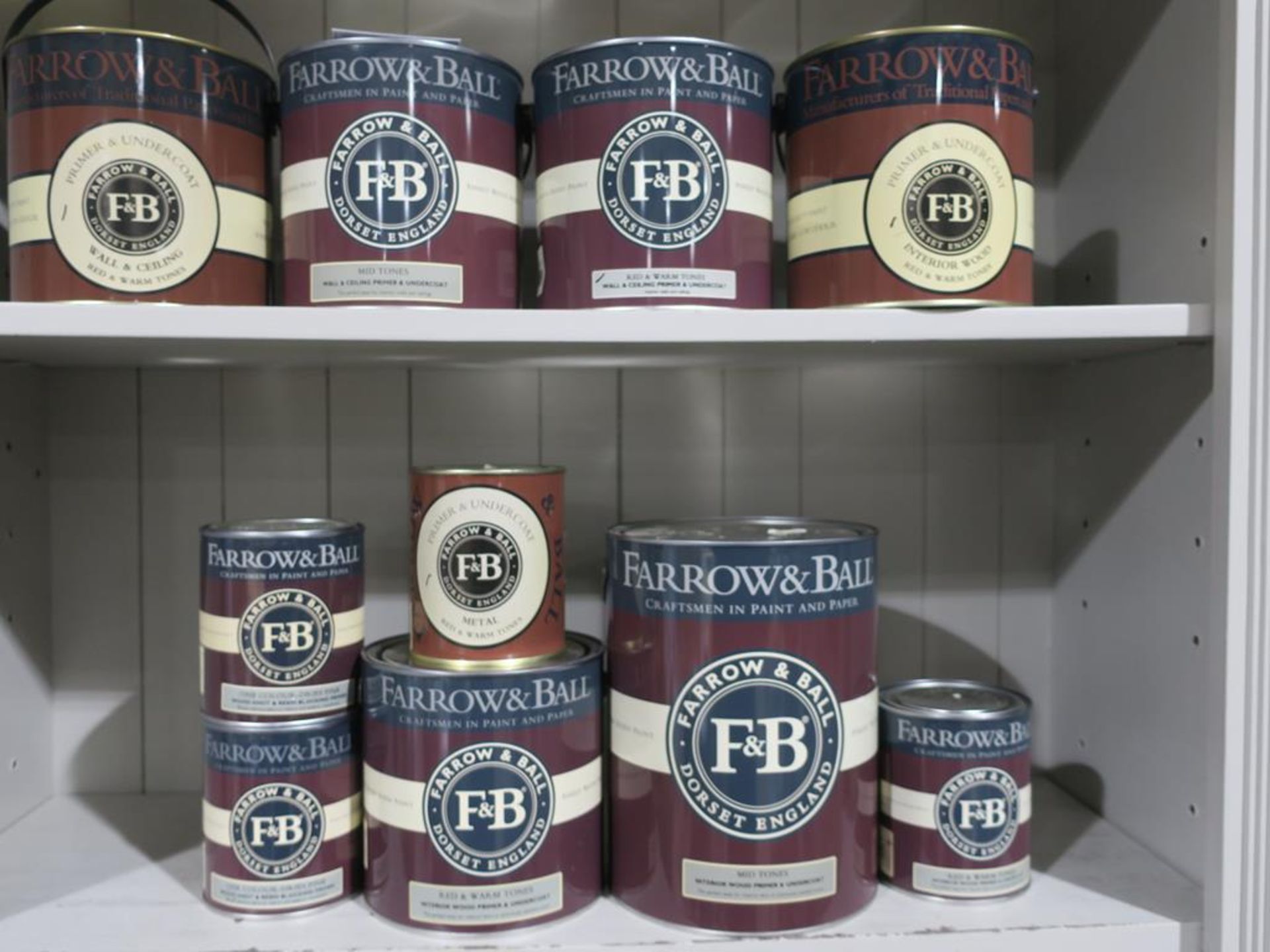* Farrow and Ball Premier Undercoat and Knotting - 5 x 2.5L, 4 x 0.75L and 1 x 5L of various