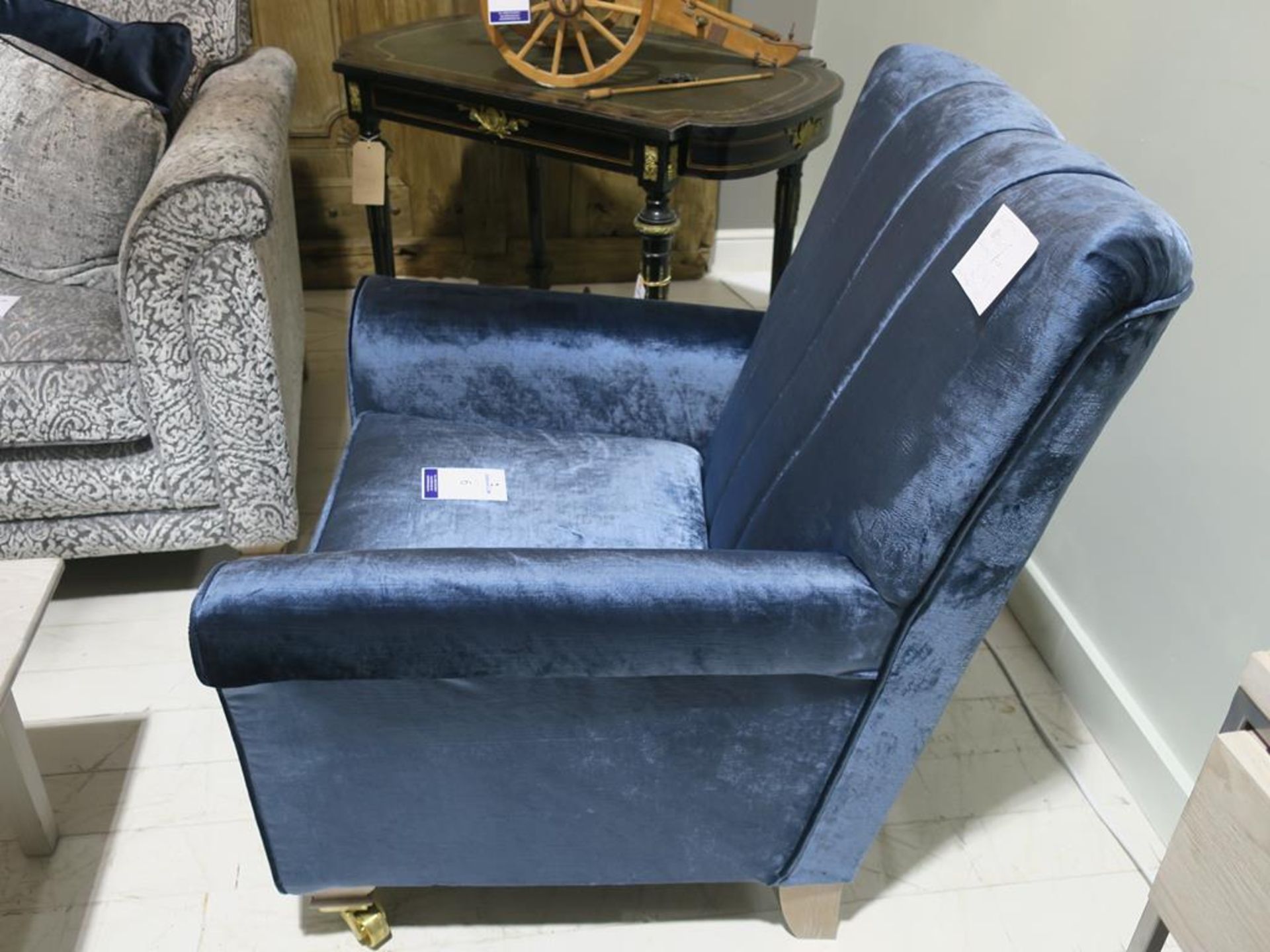 * An Alston Grace Accent Chair (W 82cm) cover range F 8712 with brass castors to the front (width - Image 2 of 6