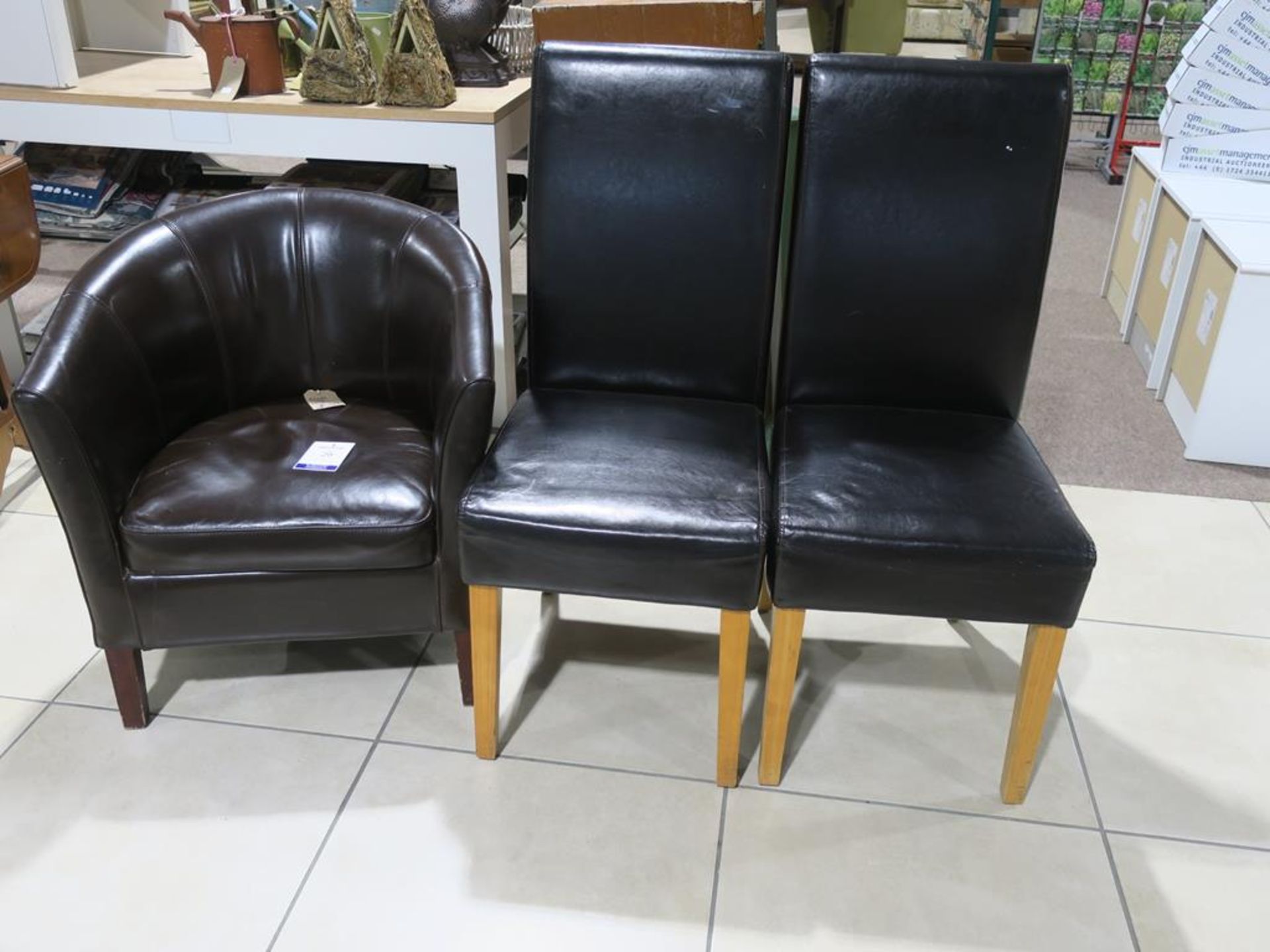 * A Black Tub Chair with two High Back Black Chairs (RRP £59) - Image 2 of 3