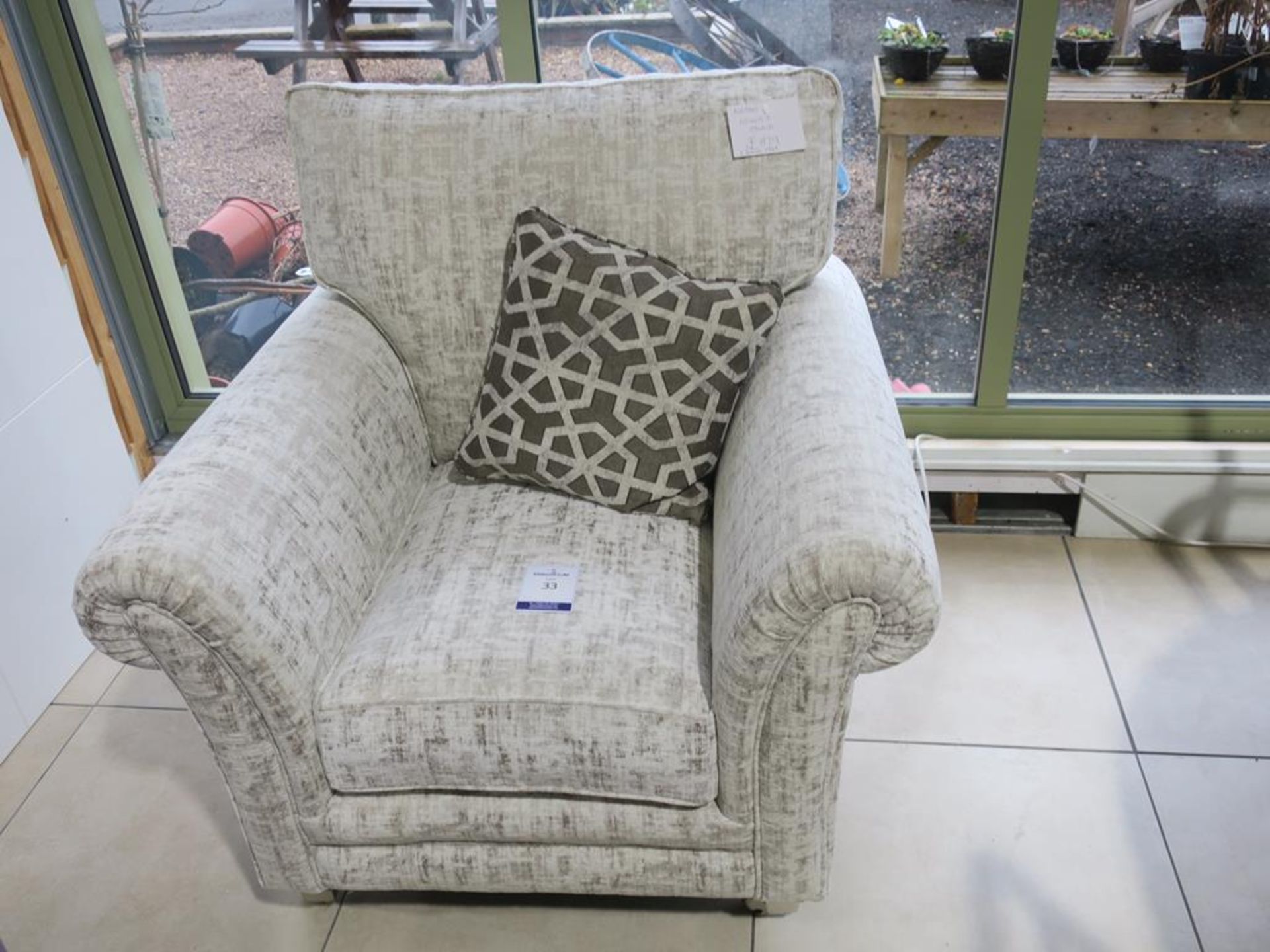 * An Alstons Lowry Chair cover E range 7988 with Scatter Cushion (width 97cm) (RRP £879)