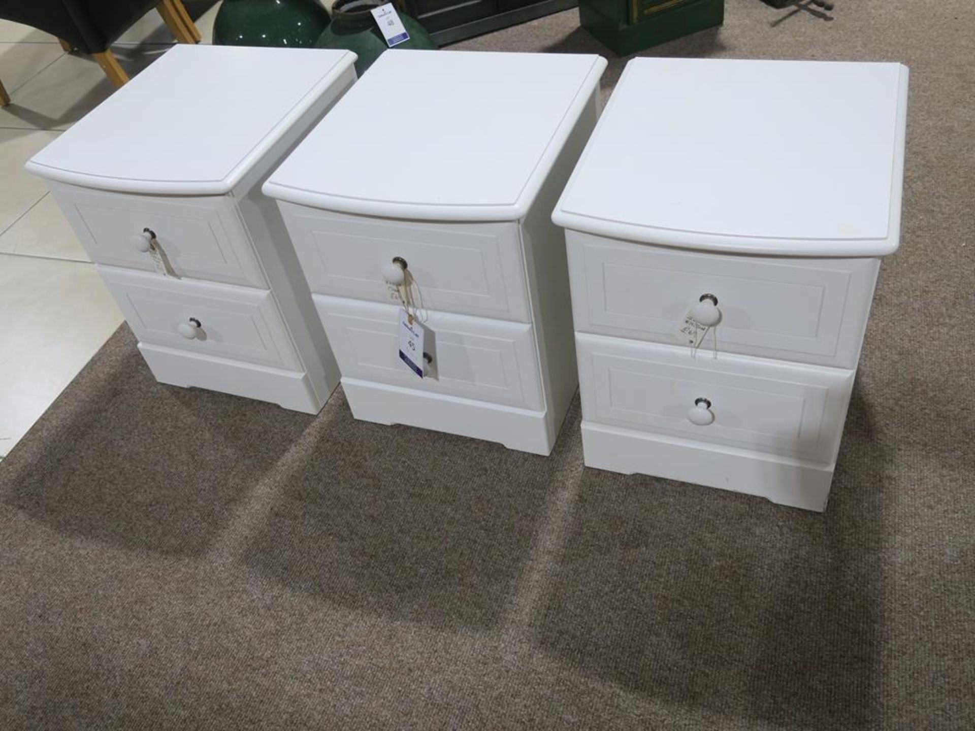 Three White Two Drawer Chests (H 54cm, W 43.5cm, D 47cm) (£) (RRP £207)