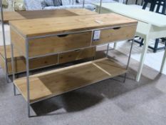 * A Voyage Two Drawer Side/Hall Table with metal frame and undertier (H 80cm, W 130cm, D 40cm) (