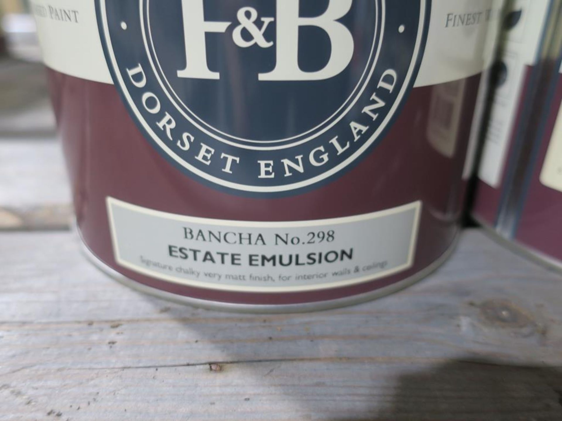 * Farrow and Ball - 4 tins of Paint - 2 x 2.5L Bancha No 298 Estate Emulsion, 2 x 2.5L Drop Cloth No - Image 4 of 4