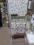 * A Static Stand with items of Gift Wrap and Basket containing bags and bows (stand H 155cm, W 68cm,