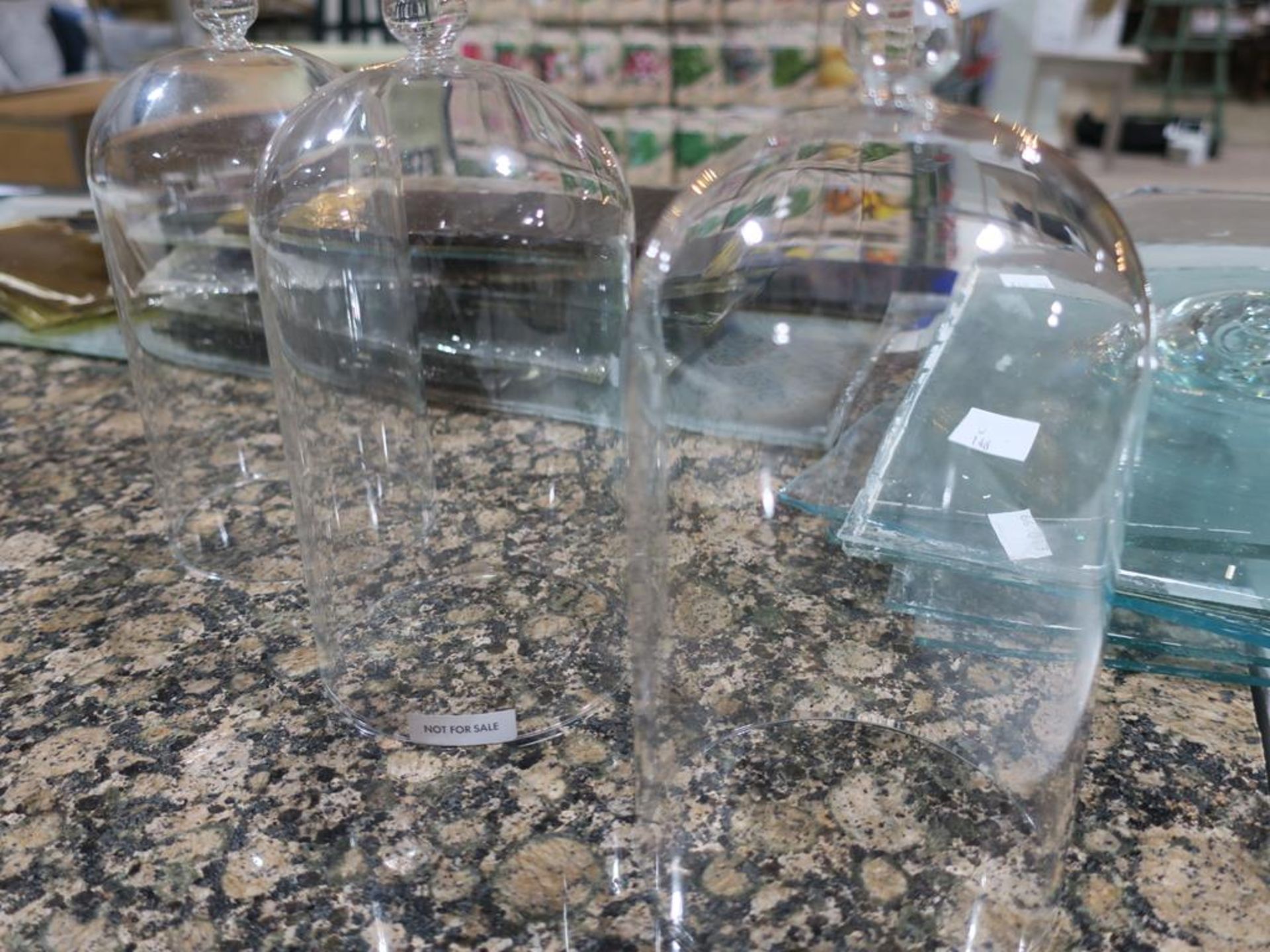 A selection of glass to include three 'Bell' Jars with bubble handles (H 20cm), 8 pieces of clear - Image 4 of 5