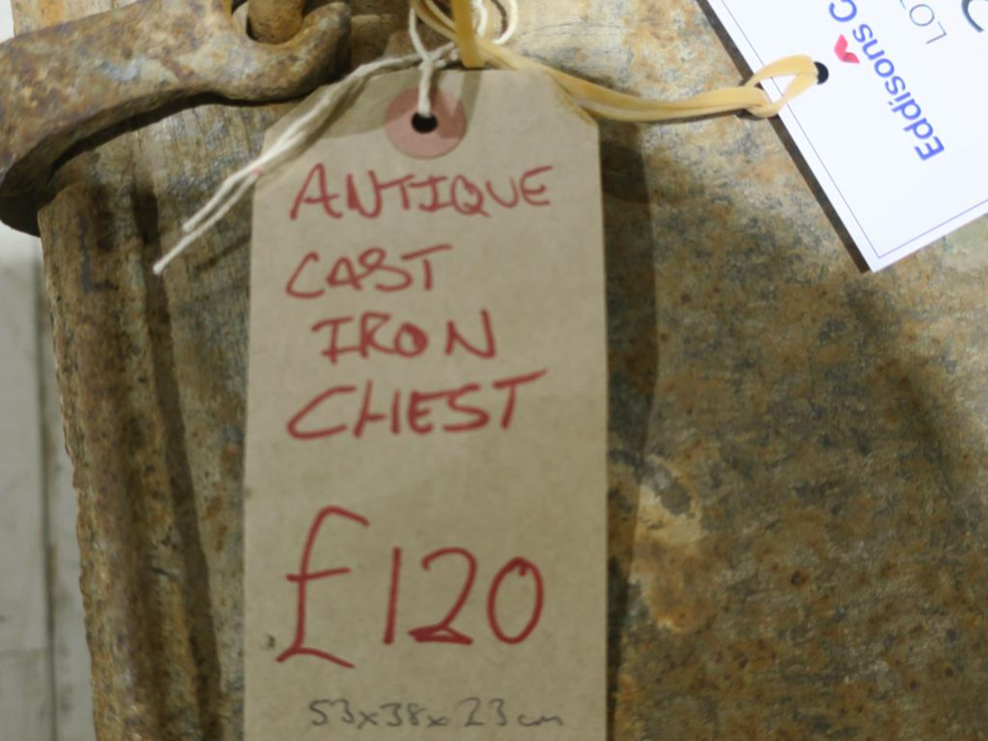 * An Antique Cast Iron Deed Chest (53cm x 38cm x 23cm) (RRP £120) - Image 4 of 4