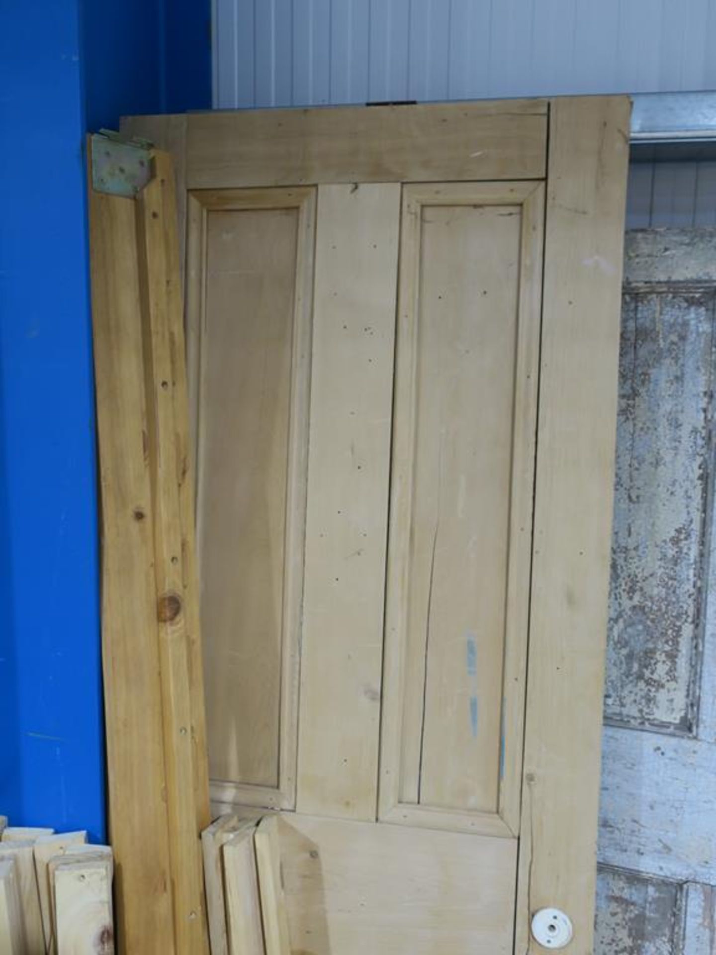 Three Reclaimed Solid Pine Doors (1 - H 198cm, W 78.5cm, D 4cm) (2 - H 177.5cm, W 81cm, D 12cm (with - Image 4 of 6