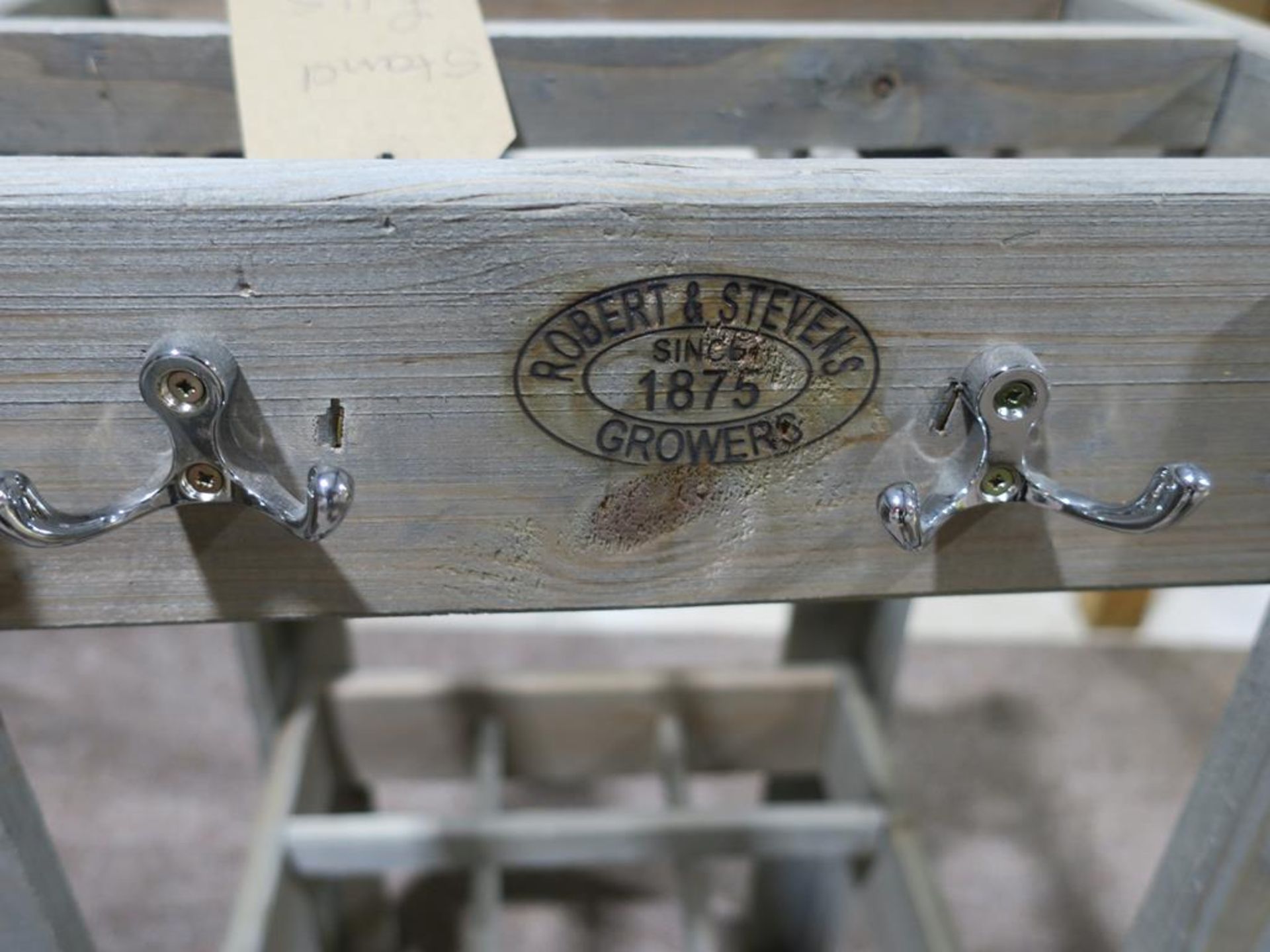 * A Painted Ex Growers Box, Stand with chrome coat hooks (H 75cm, W 39cm, D 39cm) (RRP £45) - Image 2 of 4