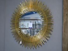 * A Large Decorative Mirror with Gold Coloured Tubing (diameter 91cm) (RRP £149)