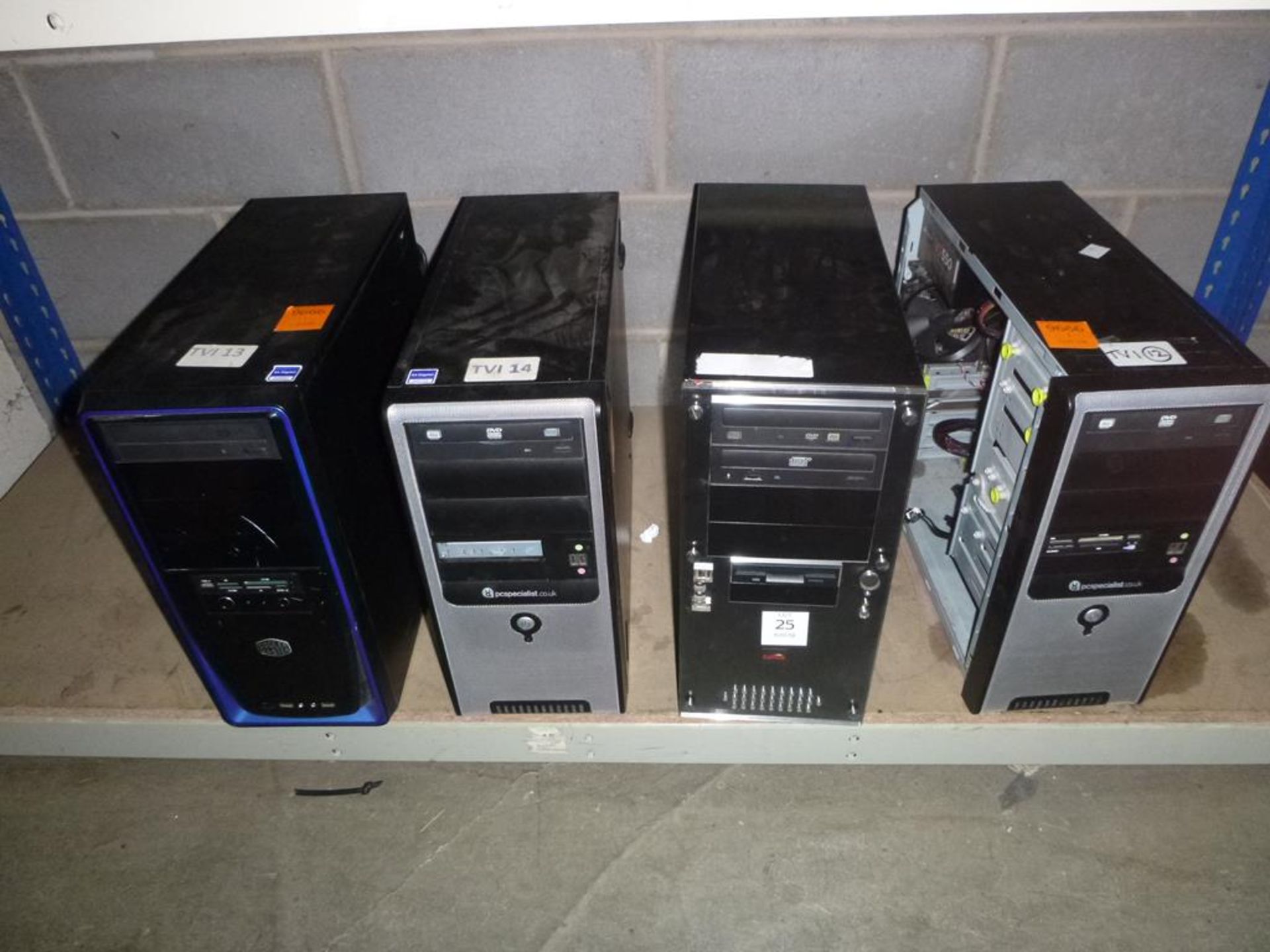 * 4 X PC Towers (1 X Cooler Master, 2 X PC Specialist.co.uk 1 X Carrera) No hard drive and might