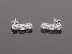 * 9 Carat Aqua & Diamond Earrings (Retail Price £385) (39936)