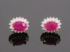 * 9 Carat Ruby Earrings (Retail Price £1100) (42635)