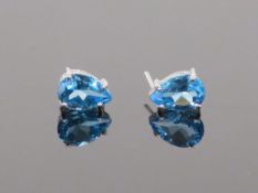 * 9 Carat White Gold Blue Topaz Earrings (Retail Price £270) (41232) Note; No Back to Earrings