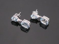 * 9 Carat Aqua Drop Earrings (Retail Price £965) (40727)