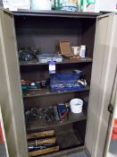 Two door metal Cabinet and contents