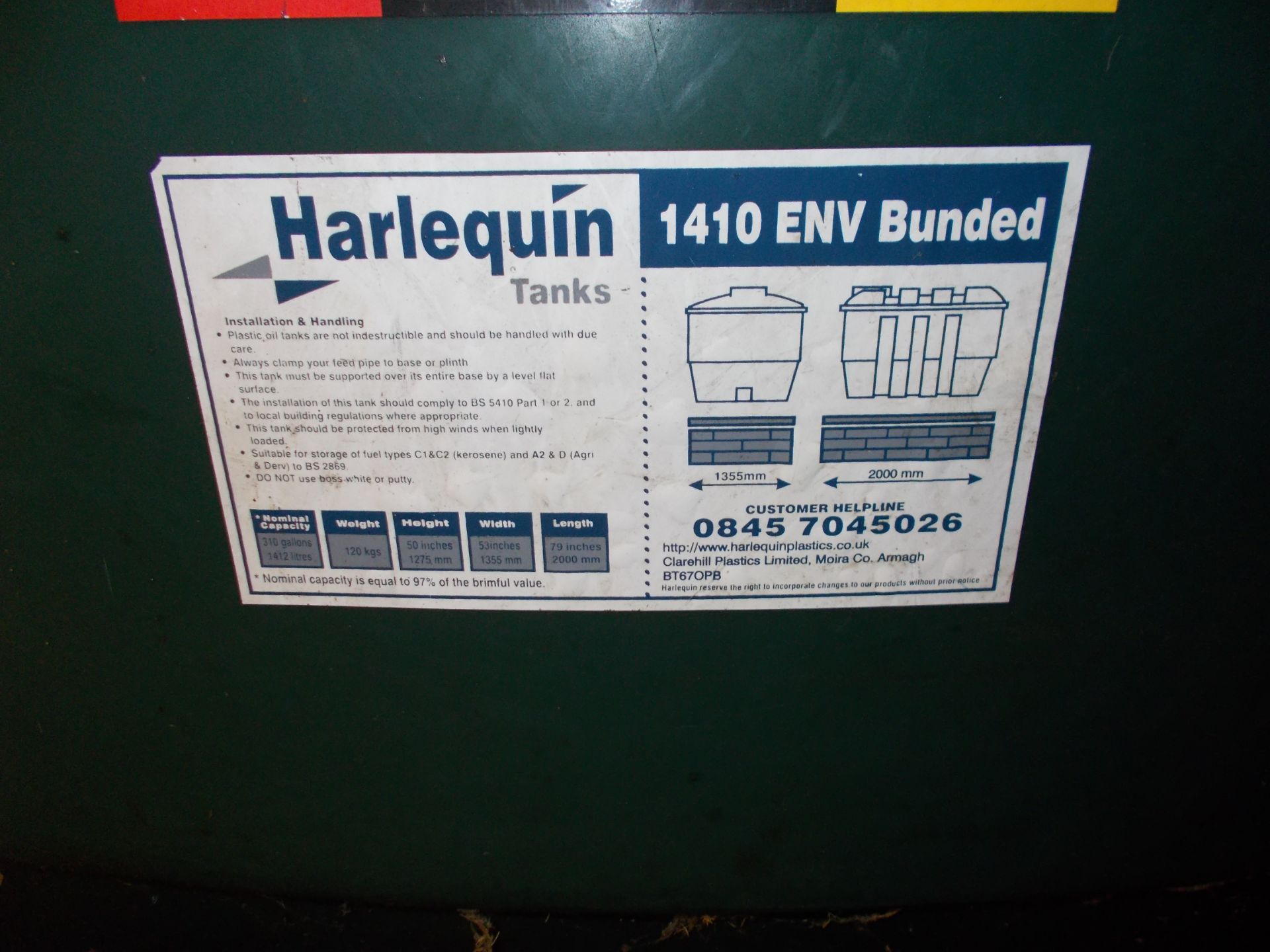 Harlequin 1410 bunded diesel Tank, 1200 litres with electric dispensing pump - Image 2 of 2