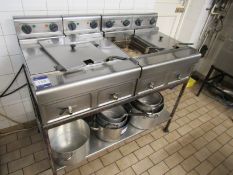 2 x unbranded twin basket Deep Fat Fryers with stand