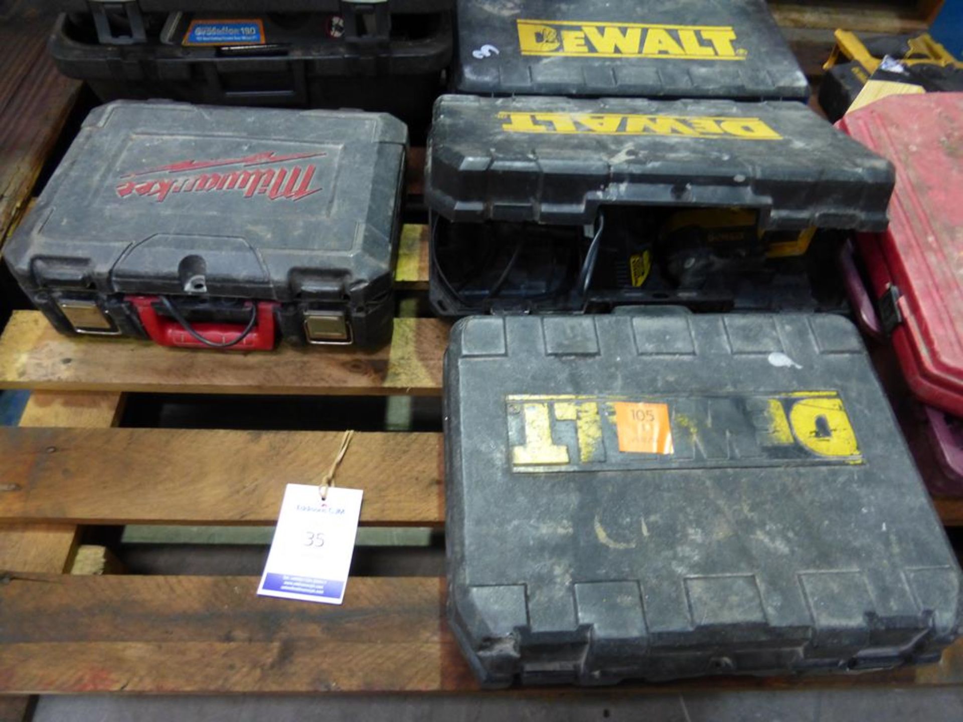 * A pallet containing DeWalt Battery Powered Drills, no batteries, Evolution 180 Steel Cutting