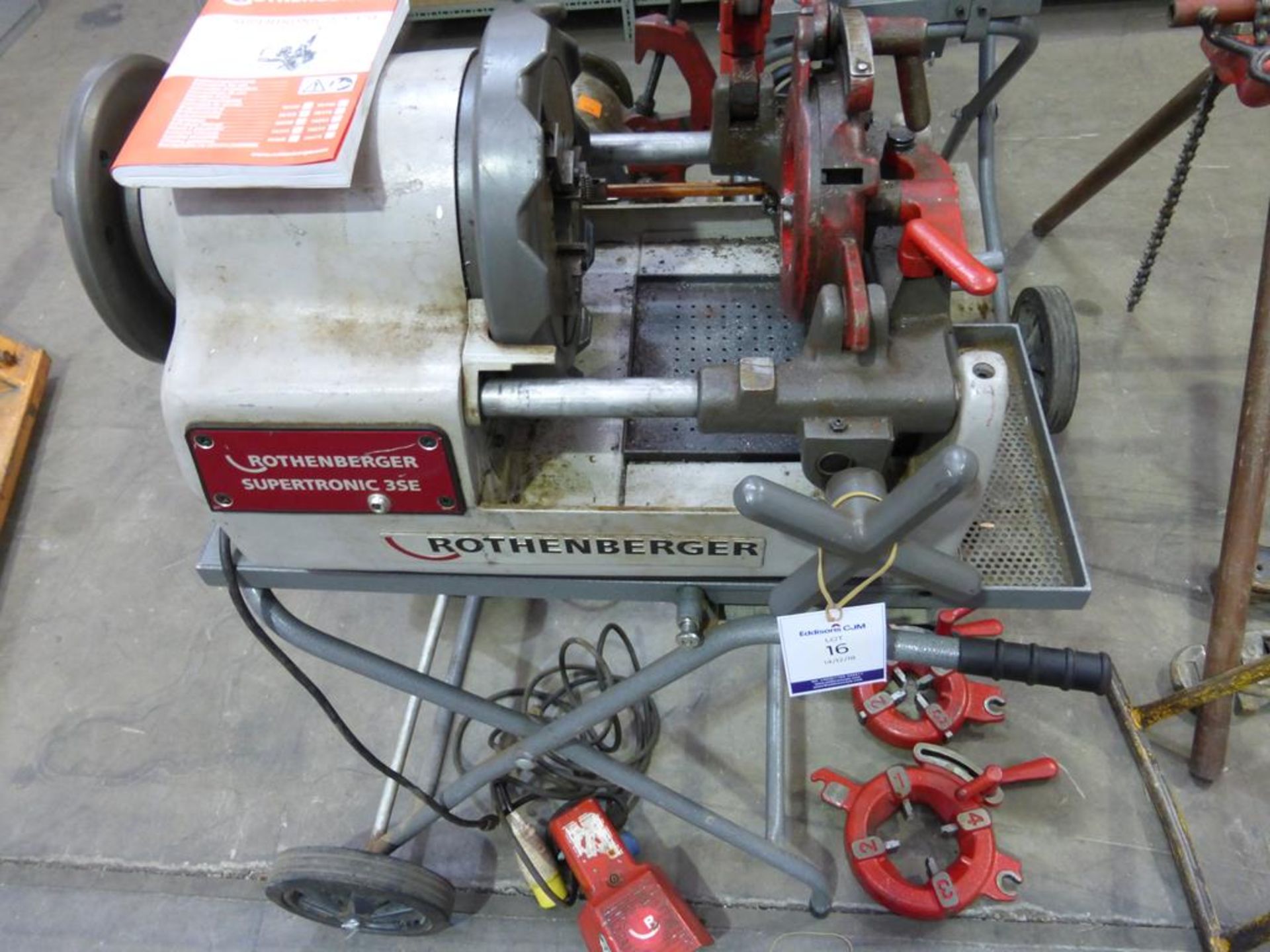 * Rothenberger Supertronic 3 SE Pipe Threading Machine c/w Stand etc. Please note there is a £5 plus