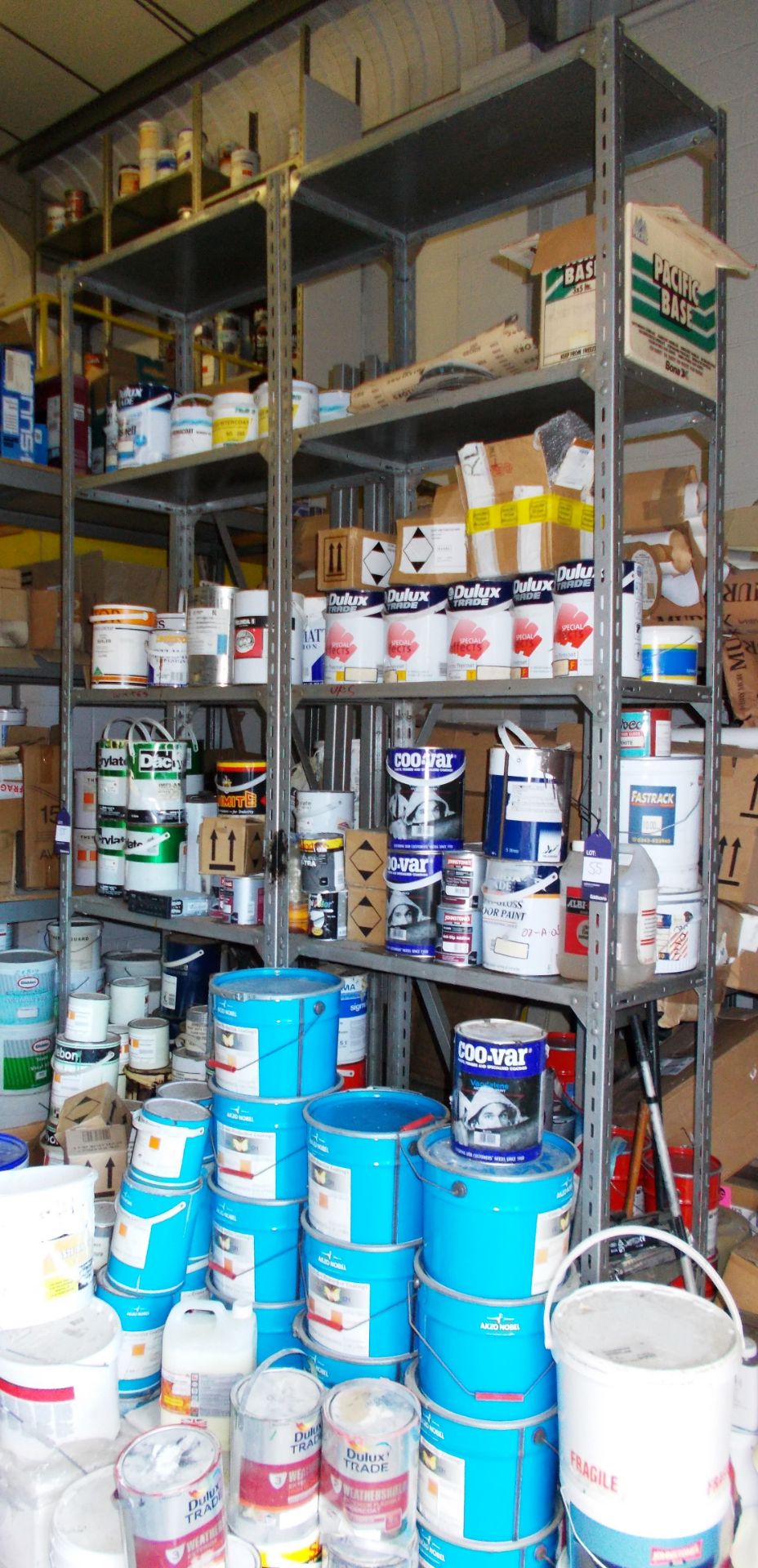 3 x bolted racks, and contents, including assortment of paints and lubricants (some of which are - Image 2 of 2