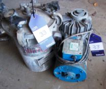 Welded pressure container, and pump