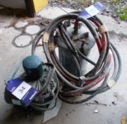 Welded pressure container, and pump