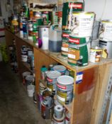 Assortment of opened / unopened paints to shelving