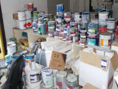 Assortment of opened / unopened paints to shelving