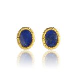 LALAOUNIS - A pair of lapis lazuli earrings / earclips by Ilias Lalaounis in 18ct yellow gold,