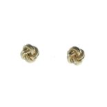 A pair of 9ct yellow gold rope twist stud earrings each designed as knotted rope with textured