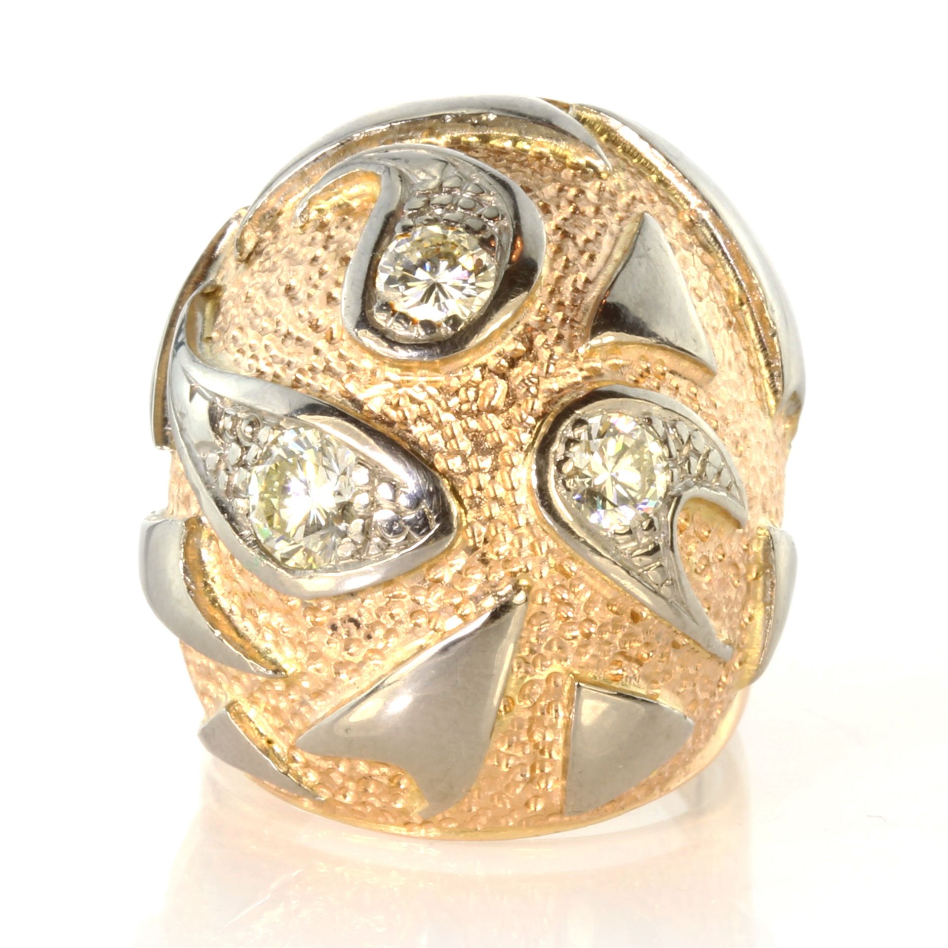 A French diamond bombe dress ring in 18ct yellow and white gold the large bombe body featuring a