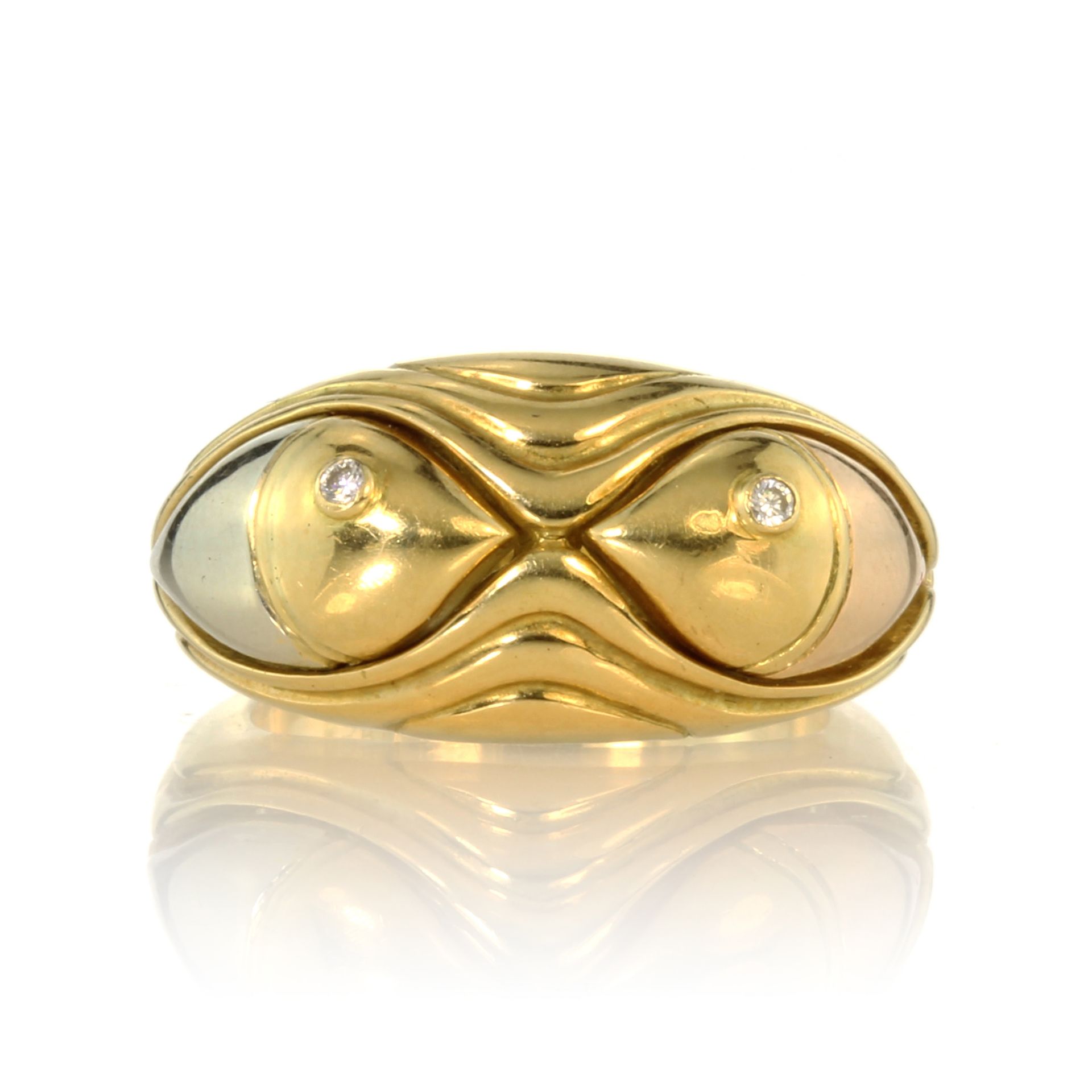 BULGARI A diamond dress ring in 18ct yellow gold by Bvlgari of bombe form featuring a design