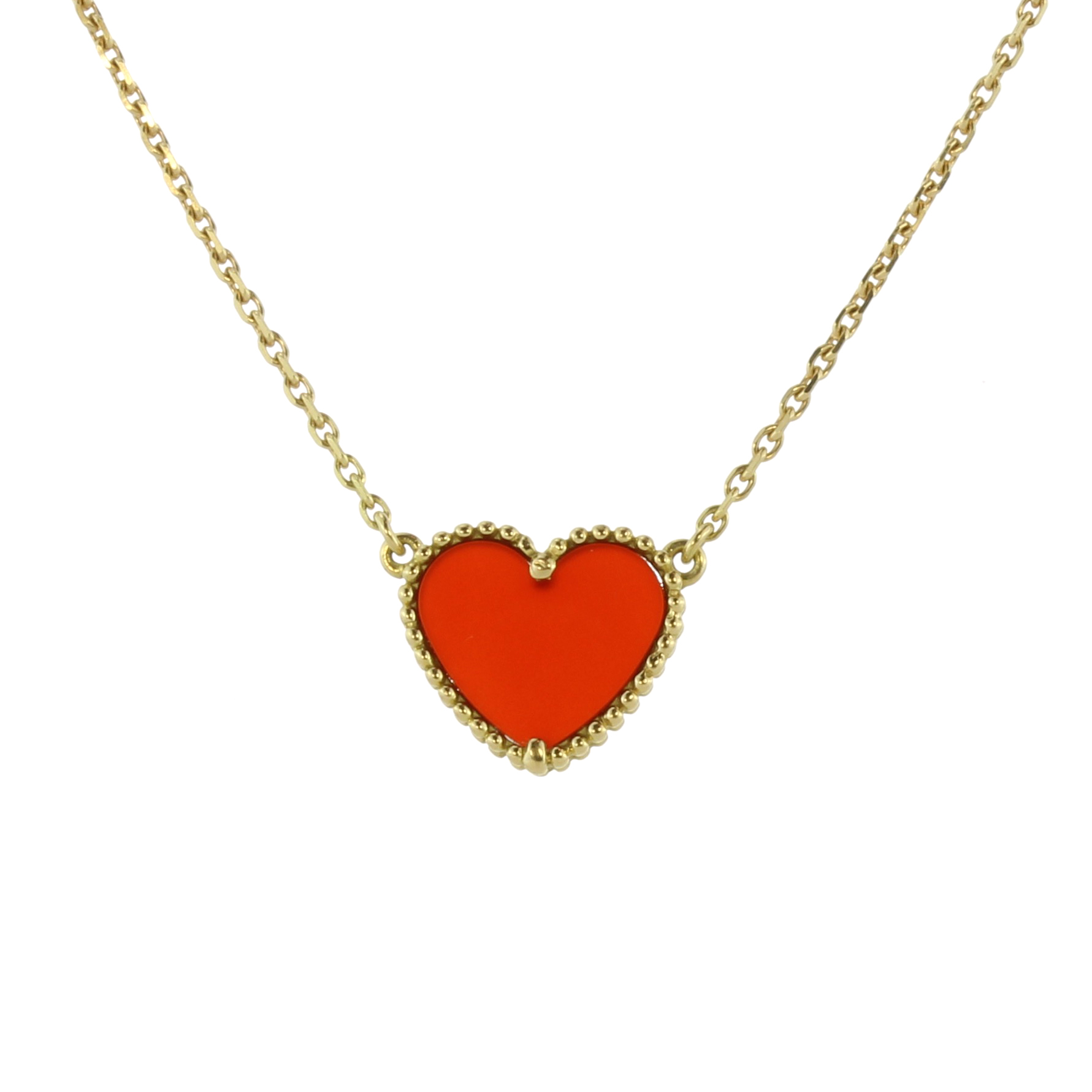 VAN CLEEF & ARPELS A carnelian Sweet Alhambra pendant / necklace in 18ct yellow gold by Van