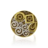 BULGARI A vintage dress ring by Bulgari in 18ct yellow and white gold, the large circular face