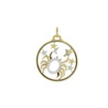 MASSONI A vintage diamond Cancer zodiac pendant in 18ct gold by Massoni of Rome designed as a