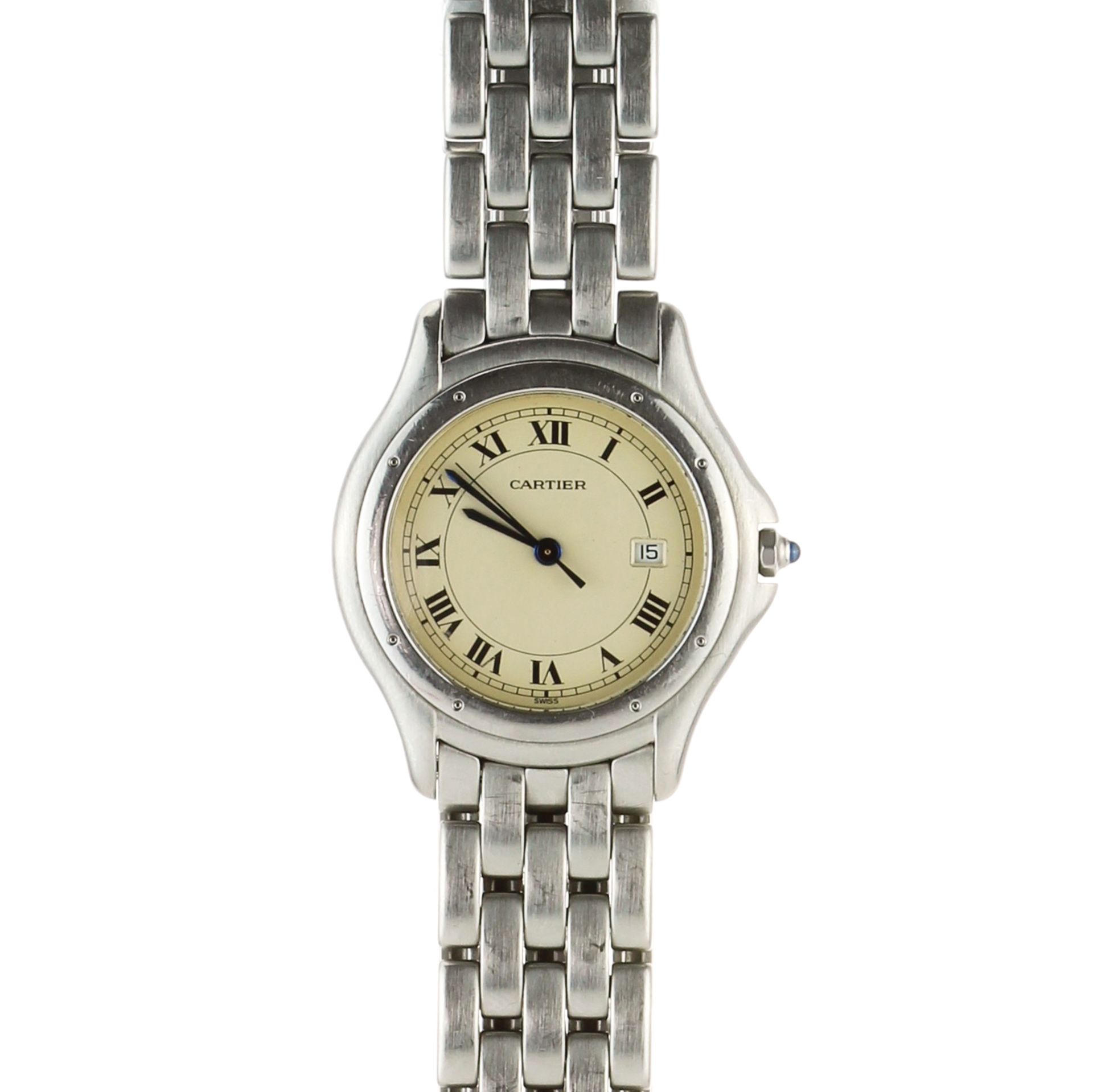 CARTIER A stainless steel Panthere Cougar Quartz wristwatch by Cartier circa 1990 with 32x36mm
