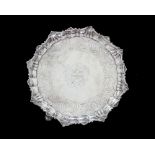 An antique George II Irish Sterling Silver salver / tray by John Laughlin, Dublin circa 1750 of