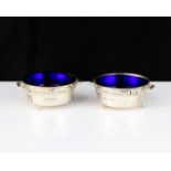 A pair of antique George V Sterling Silver Winchester Bushel salt cellars by F J Ross & Sons, London